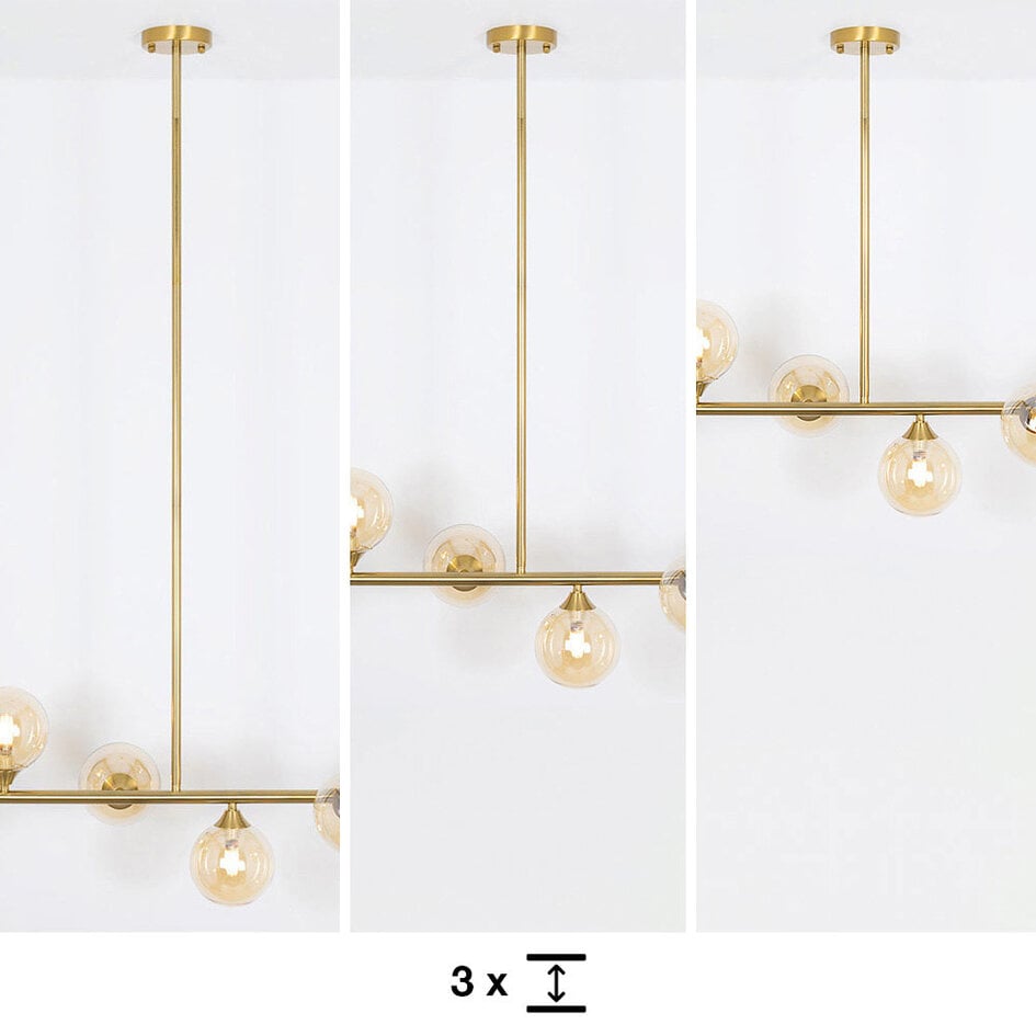 Hängelampe Aster - Gold mit amber Glas