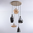 5-flammige Pendelleuchte Nisa - Amber- und Rauchglas mit Gold