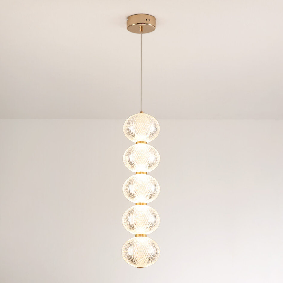 Dimmbare Hängelampe mit goldenen Details, 5-flammig - Aella