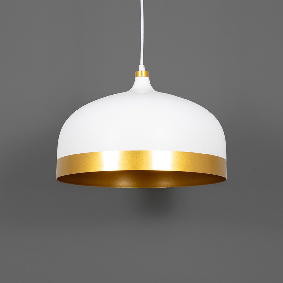 Industrielle Hängelampe Zelta mit goldenen Details - Weiß