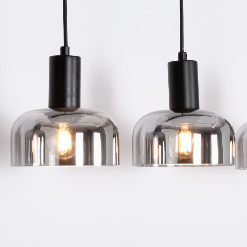 Hängelampe mit Rauchglas und Spiegeleffekt, 5-flammig - Cinza