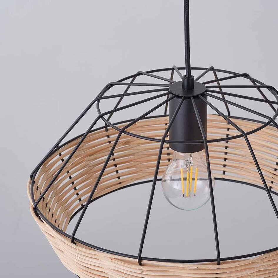 Industrielle Rattan-Hängelampe - Mimbre