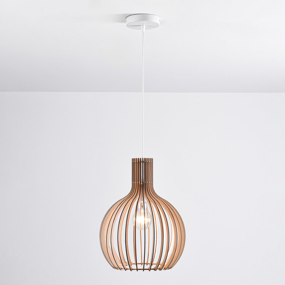 Boho-Holzpendelleuchte Legno - rund