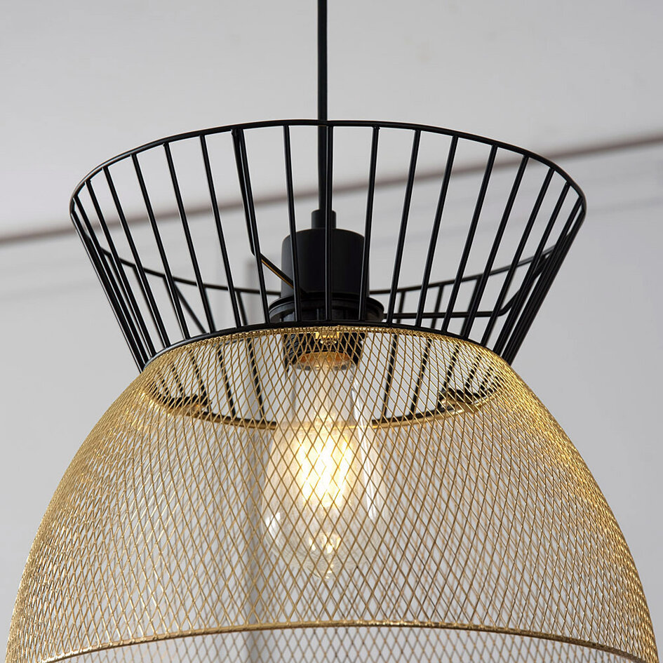 Moderne Hängelampe schwarz mit Gold - Netti