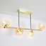 4-flammige Pendelleuchte Soikea - Gold mit amberfarbenen Glaskugeln