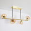 4-flammige Pendelleuchte Soikea - Gold mit amberfarbenen Glaskugeln