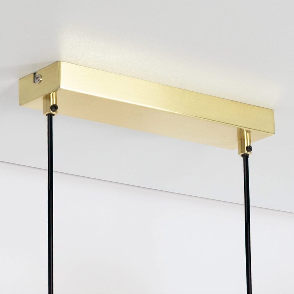 4-flammige Pendelleuchte Soikea - Gold mit amberfarbenen Glaskugeln