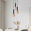 3-flammige Pendelleuchte Aur - Schwarz und Gold mit Wabendesign