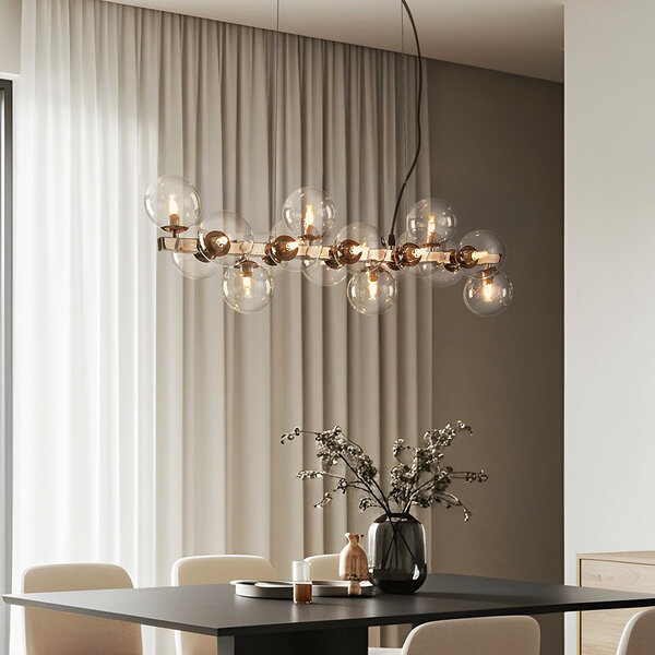 Luxuriöse Pendelleuchte 16-flammig mit transparentem Glas - Sunita