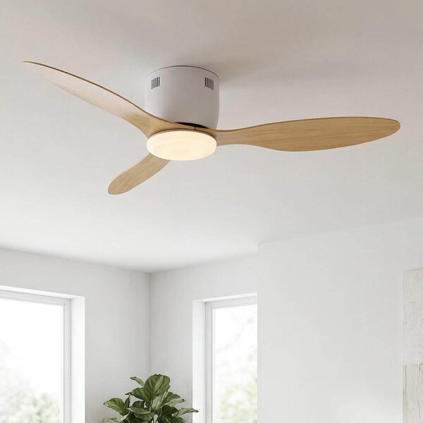 Deckenventilator weiß mit Buchenholzoptik inkl. Fernbedienung - Rivotra