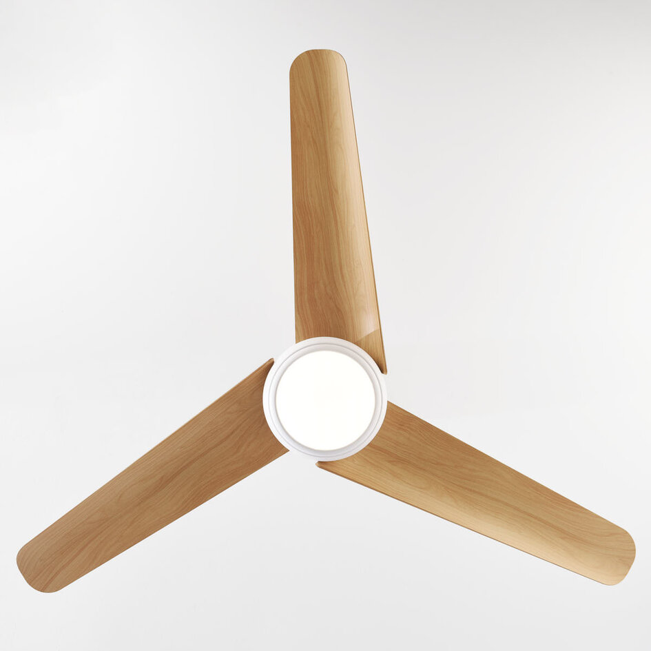 Deckenventilator Ventus mit integrierter LED und Fernbedienung - Weiß und Buchenholz