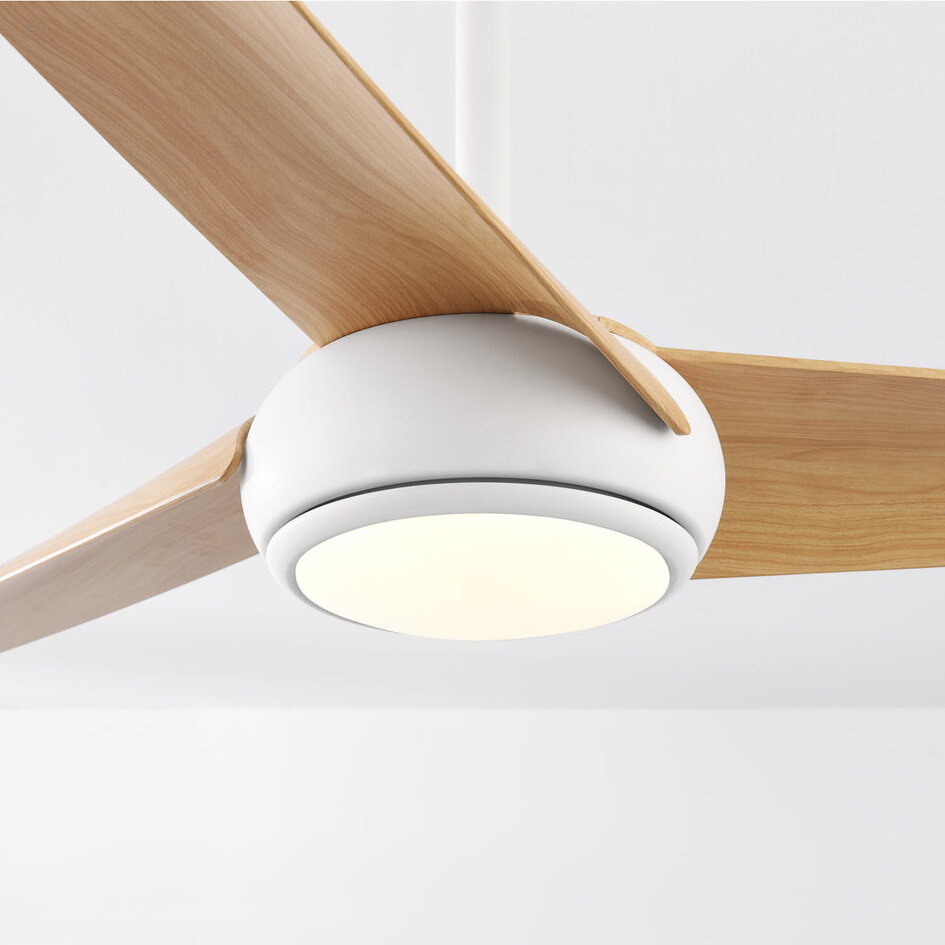 Deckenventilator Ventus mit integrierter LED und Fernbedienung - Weiß und Buchenholz