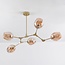 5-flammige Pendelleuchte Thelma - Amberglas und Gold