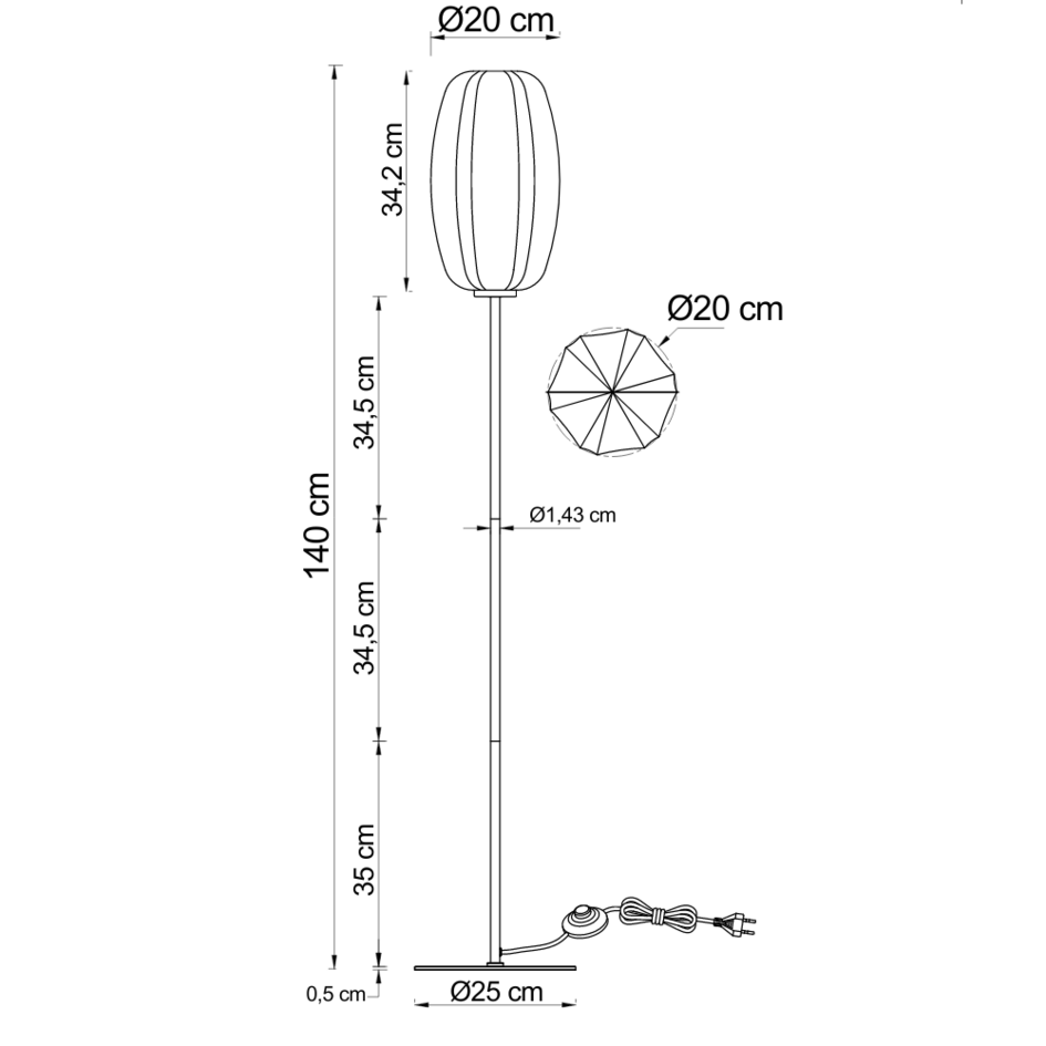 Stehlampe mit weißem Glas - Karsten