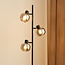 Stehlampe Jesse 3-flammig in Schwarz mit Rauchglas und Spiegeleffekt