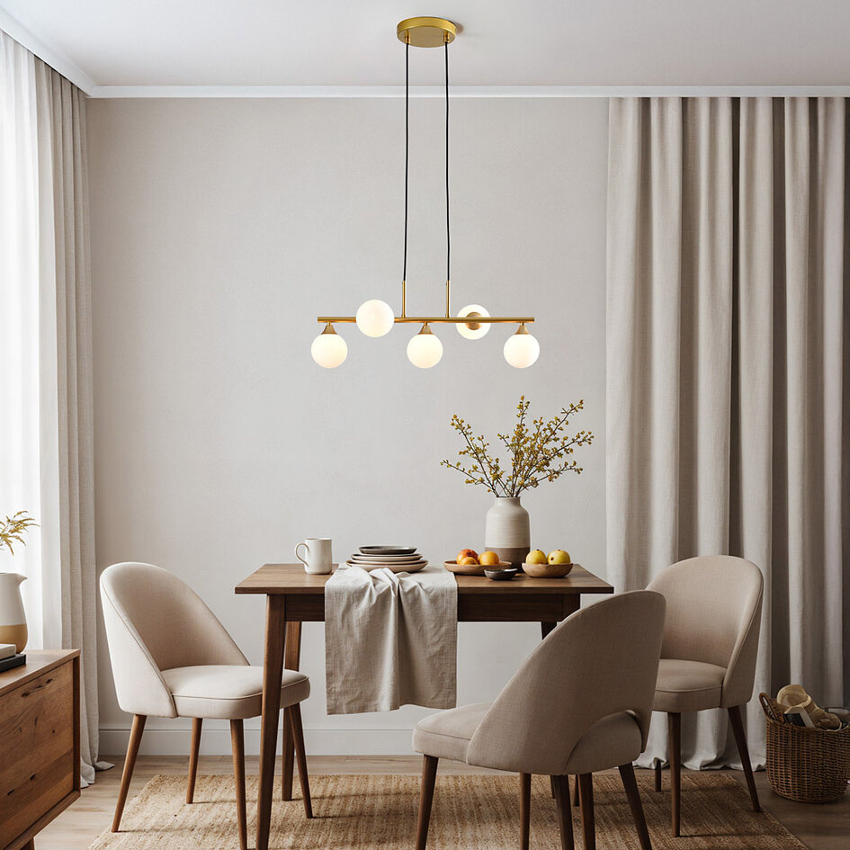 Design-Hängeleuchte Donny mit Milchglas-Kugeln