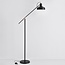 Stehlampe Tom - schwarz mit Bronze-Details und schwenkbarem Arm