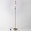 Design-Stehlampe Tyson 5-flammig in Gold mit milchweißem Glas