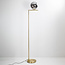 Design-Stehlampe Connor in Gold mit Rauchglas und Spiegeleffekt