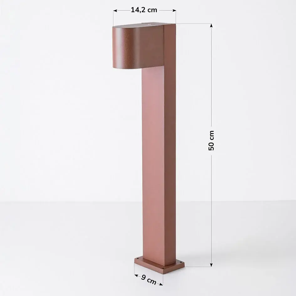 Industrielle Sockelleuchte Simone, 70 cm - Rostbraun