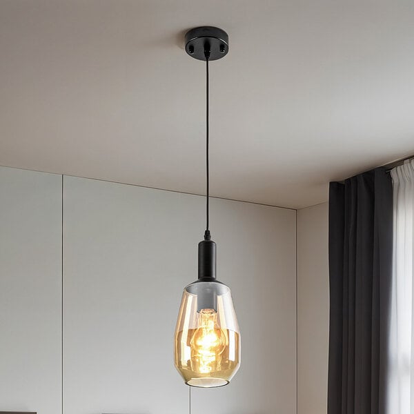 Hängeleuchte Mala mit länglichem Glas - Amber