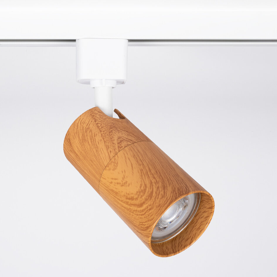 Modernes 1-Phasen-Schienensystem 1,5 Meter mit Mahagoni - Holzoptik - Loek