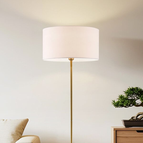 Stehlampe Valya - Gold mit Stofflampenschirm