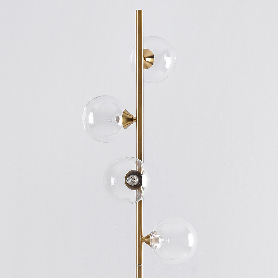 Stehlampe Pippa 4-flammig in Gold mit transparentem Glas