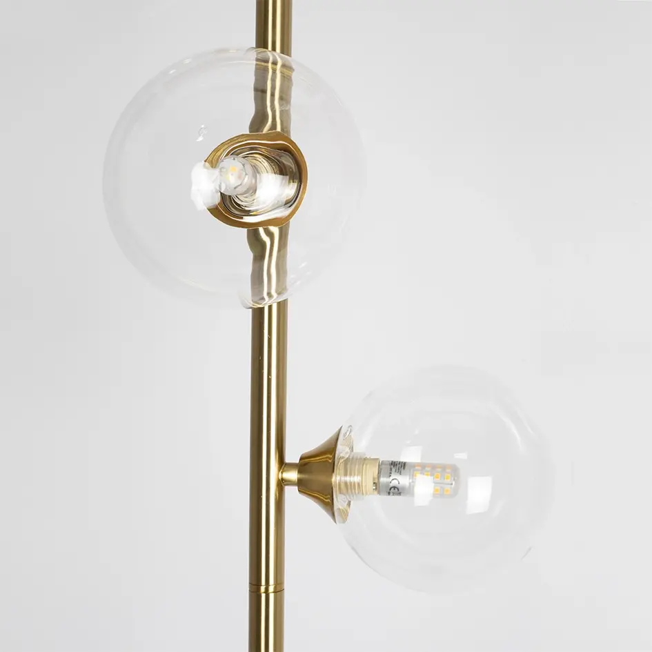 Stehlampe Pippa 4-flammig in Gold mit transparentem Glas