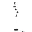 Industrial-Stehlampe Lexington 5-flammig, Mattschwarz mit rauchgrauem Glas