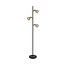 Moderne Stehlampe Fayette 3-flammig in Sandgold mit Amberglas