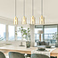 Industrielle mattschwarze und sandgoldene Pendelleuchte mit amber Glas 4-flammig - Tuscon