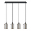 Moderne mattschwarze Pendelleuchte mit Rauchglas 4-flammig - Worth