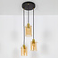 Moderne mattschwarze und sandgoldene Pendelleuchte mit amber Glas, 3-flammig - Arlington