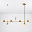 7-flammige Design-Hängeleuchte Hepta - transparentes Glas und Gold
