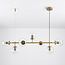 7-flammige Design-Hängeleuchte Hepta - transparentes Glas und Gold