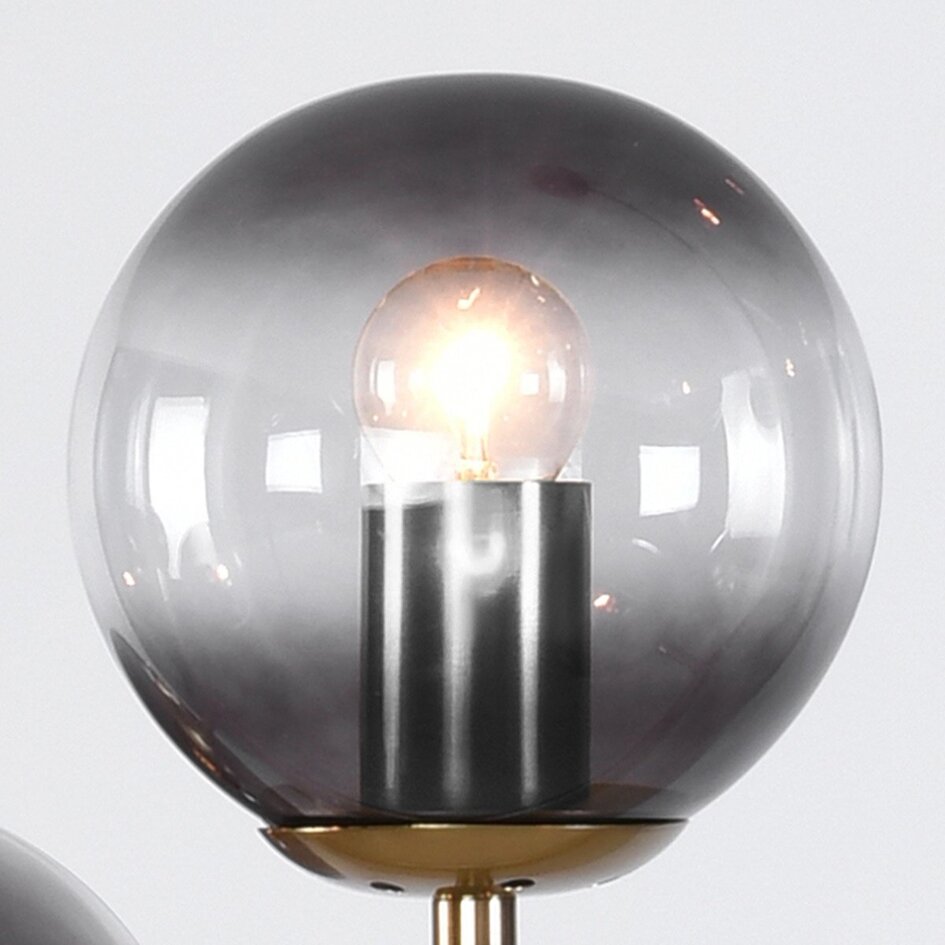7-flammige Design-Hängeleuchte Sette - Rauchglas und Gold