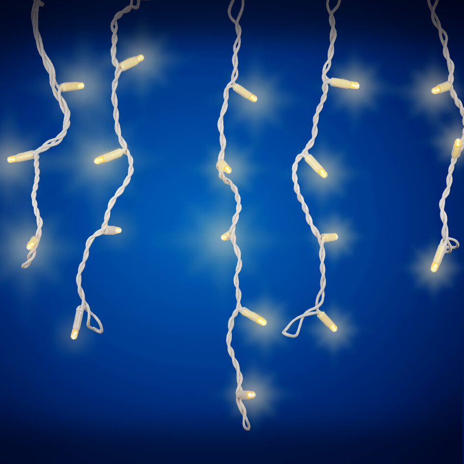 Eiszapfen-Lichterkette erweiterbar | ab 3 Meter | 114 LEDs | extra warmweiß | weißes Kabel | Gummi