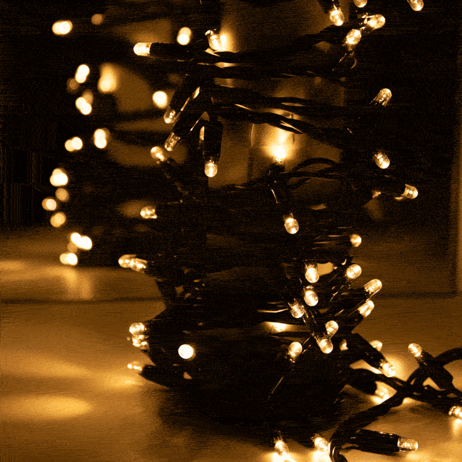 Erweiterbare Weihnachtsbeleuchtung | extra warmweiß mit Funkeln | ab 10 Meter mit 100 LEDs | Gummi