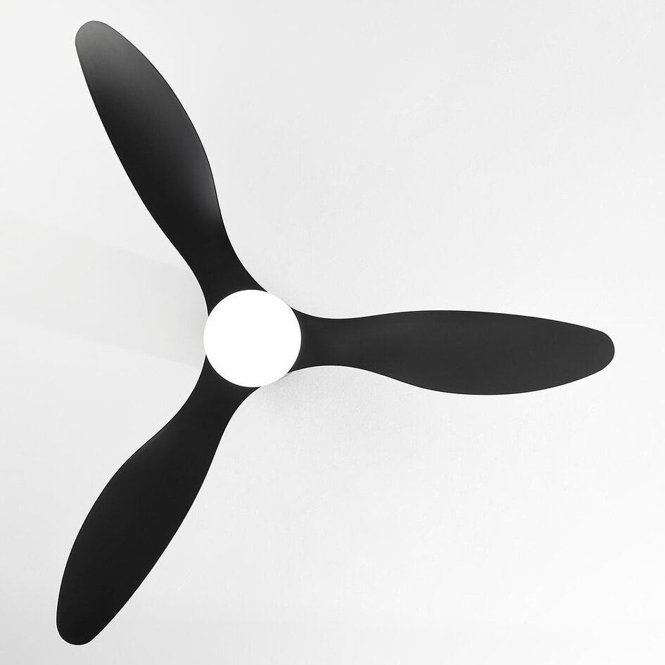 Deckenventilator mit Beleuchtung, 3-flügelig und schwarz - Zazoe