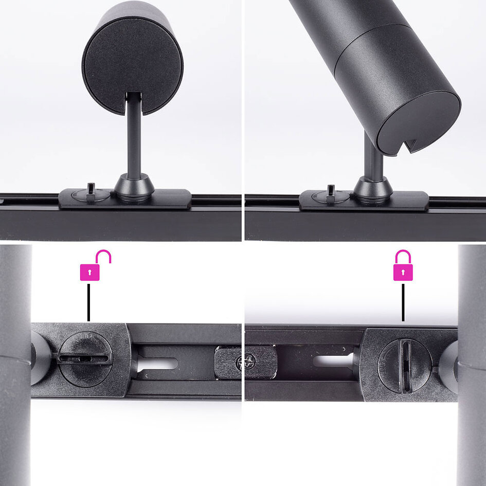 Modernes 1-Phasen-Schienensystem 1,5 Meter mit Liam-Strahlern - schwarz