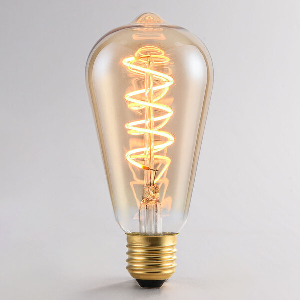 Filamentlampe LED dimmbar vertikale Spirale 4 Watt Amberglas, 60 mm
