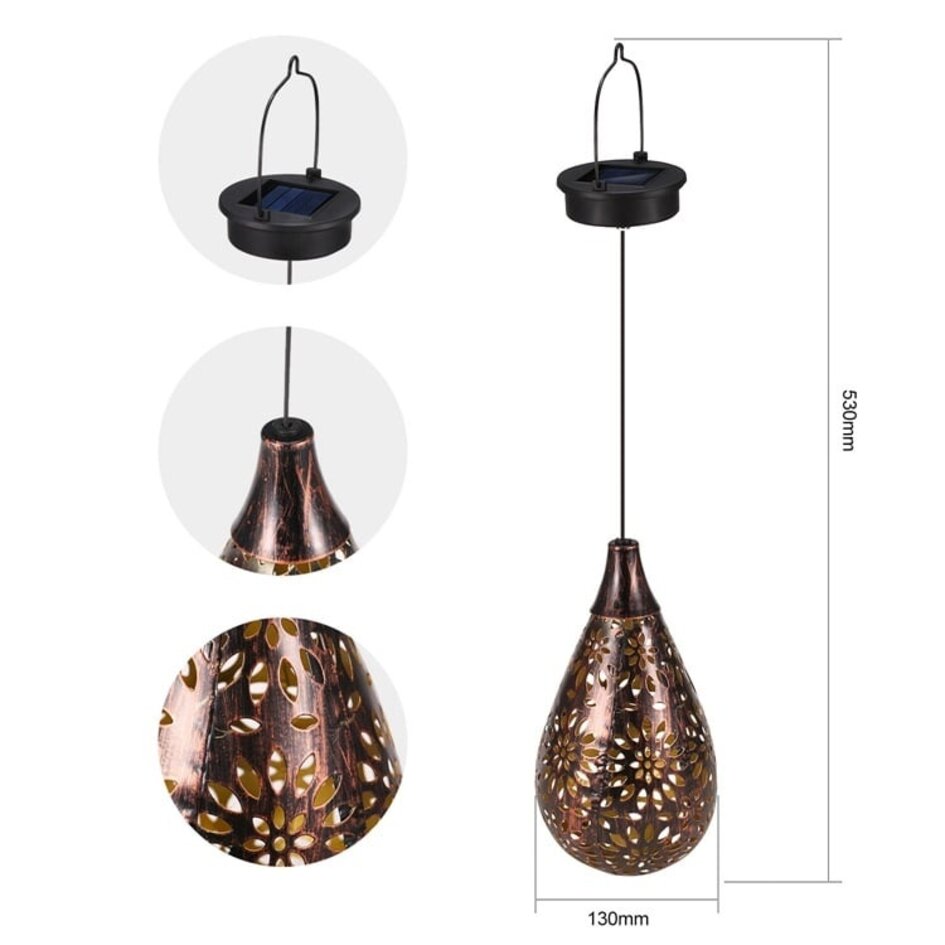 Solar-Hängeleuchte Tropfen-Design Bronze - Zelia