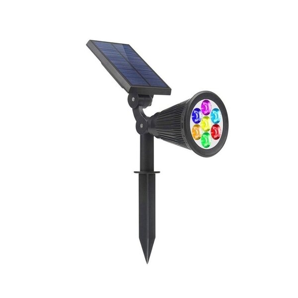 Schwarzer verstellbarer Solar-Spießstrahler RGB und warmweiß - Zuri