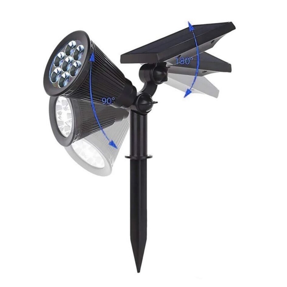 Schwarzer verstellbarer Solar-Spießstrahler RGB und warmweiß - Zuri