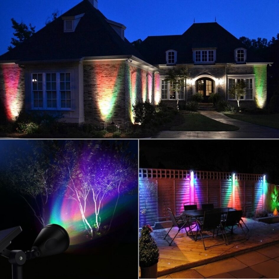 Schwarzer verstellbarer Solar-Spießstrahler RGB und warmweiß - Zuri