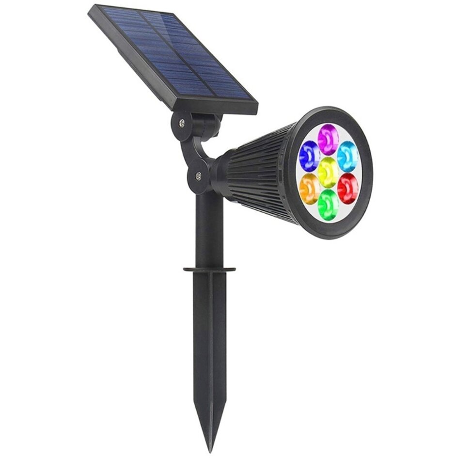 Schwarzer verstellbarer Solar-Spießstrahler RGB und warmweiß - Zuri