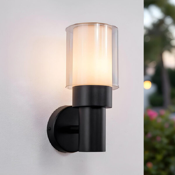 Schwarze Wandleuchte außen inkl. LED - Bax
