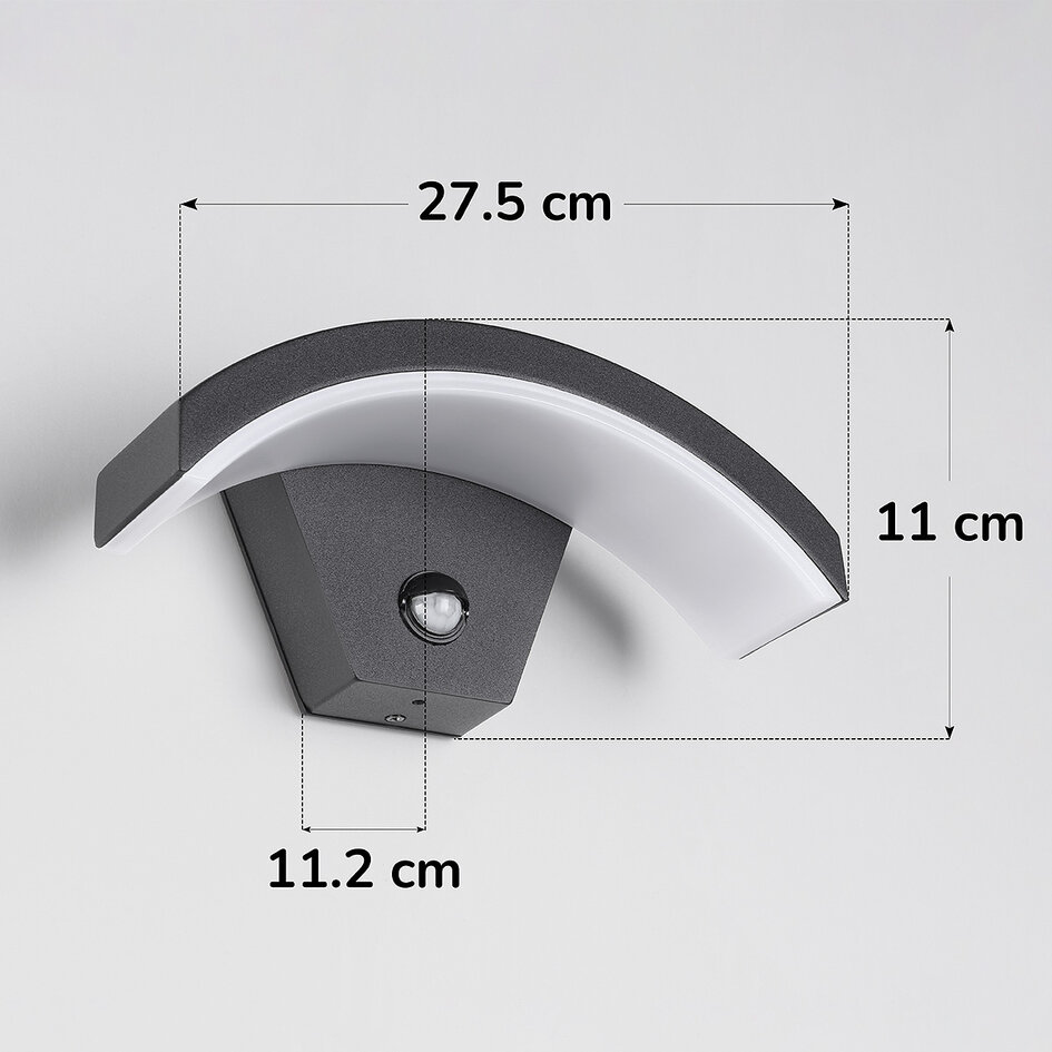 Design-Außenwandleuchte Vic mit Sensor - Schwarz mit integrierter LED