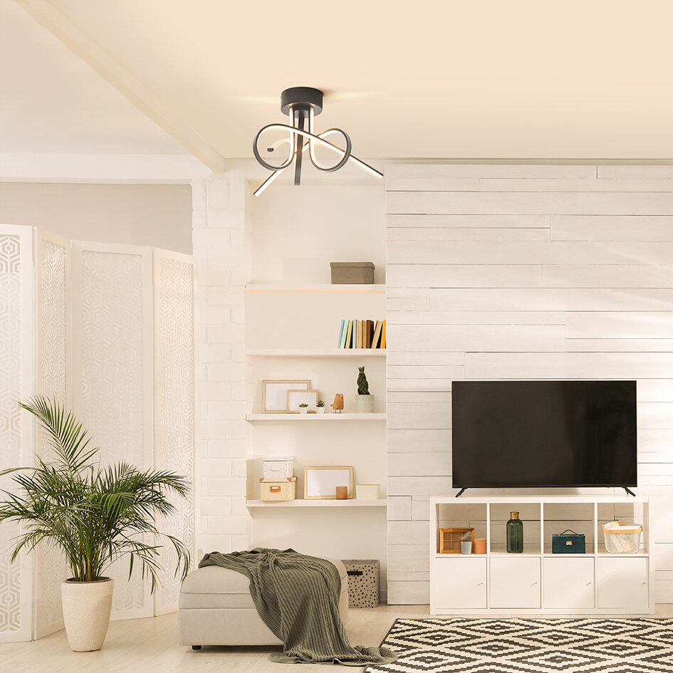 Schwarze Design-Deckenleuchte Fallon - 3-stufig dimmbar